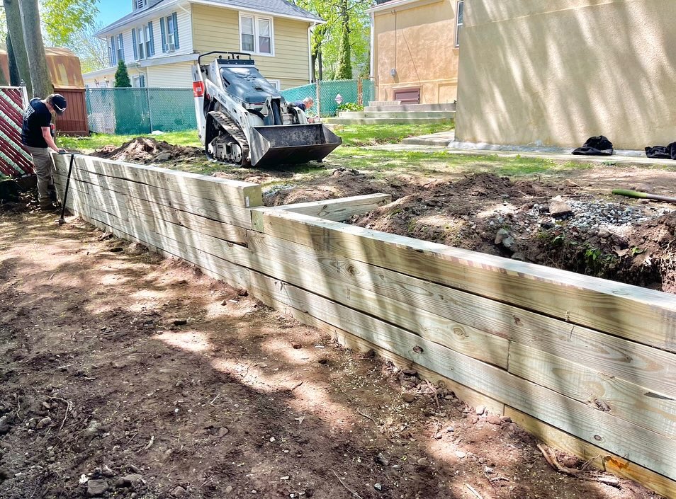 Retaining wall going up